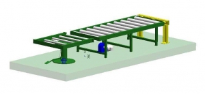 Conveyor with rotary table and bumbper